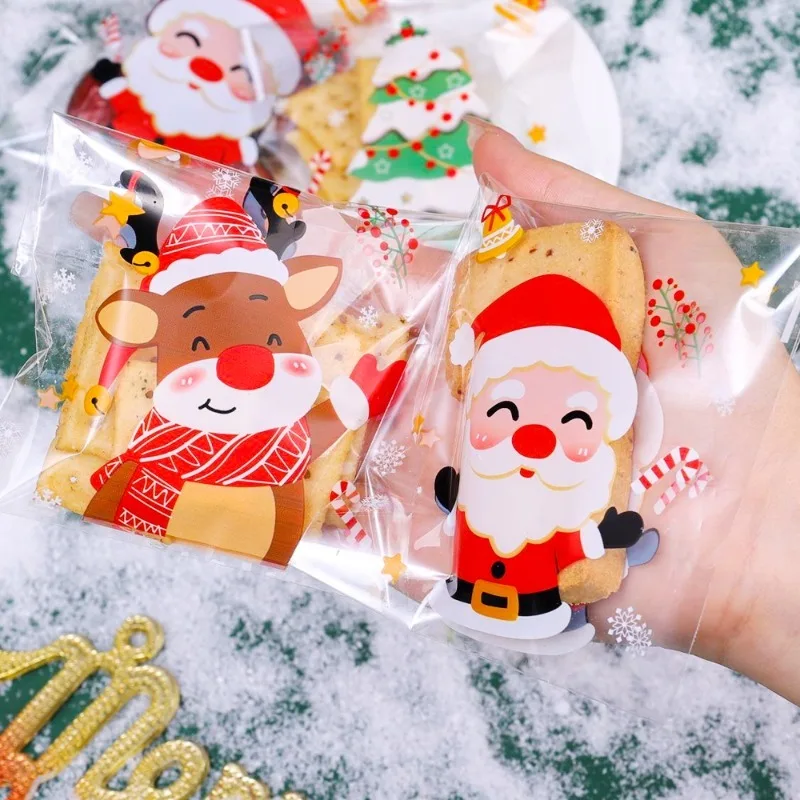 Candy Self Sealing Sticky Bag Christmas Storage Bag Old Man Tree Snowflake Crisp Pouch Party Festival Gift Decor Cookies Wrap christmas gift bags christmas candy packaging christmas gift box