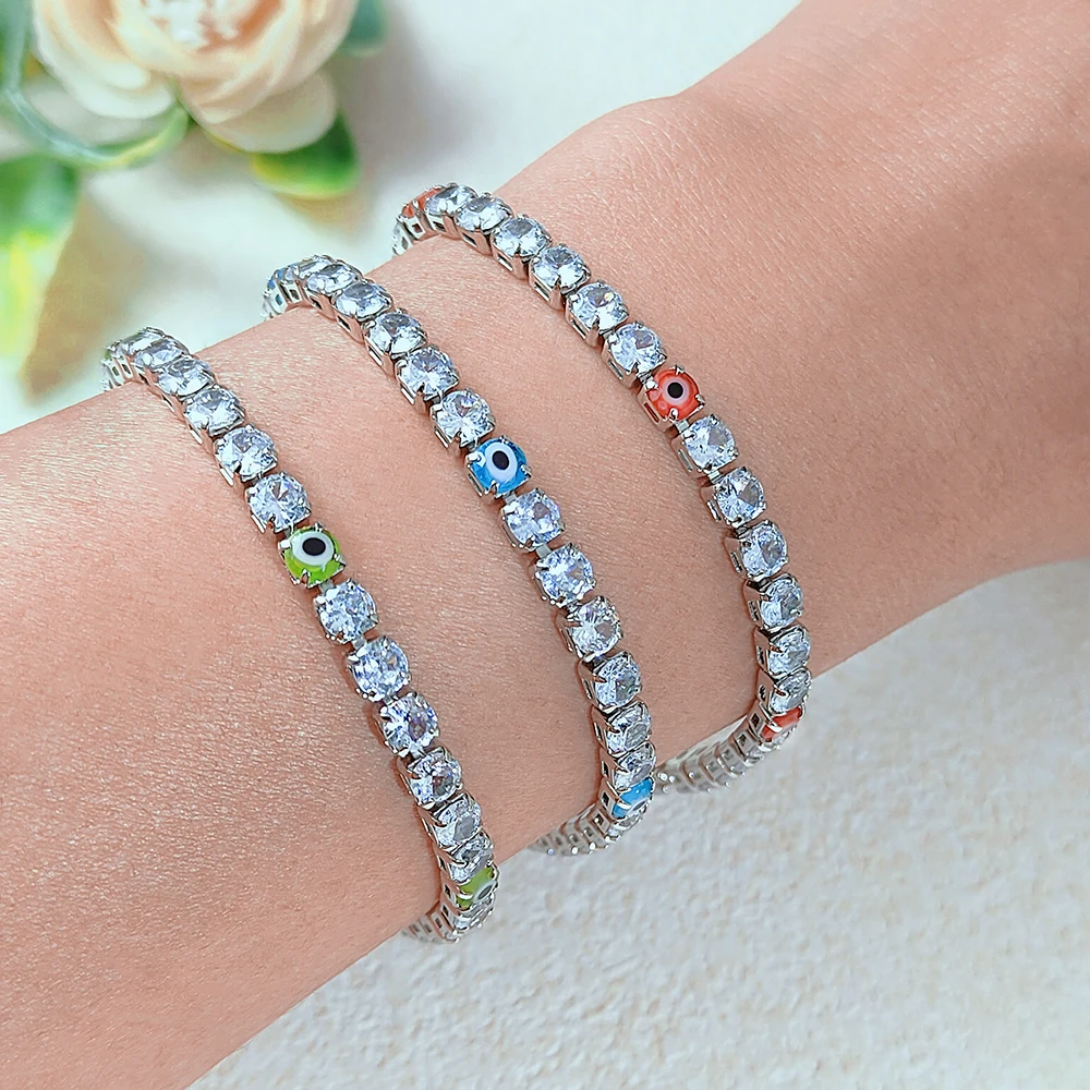 Glück Türkei Bösen blick Armband Für Frauen Einstellbare Zirkon Rot Blau Auge Tennis Kette Armreif Glück Reichtum Schmuck Geschenke H162 – Detail 4