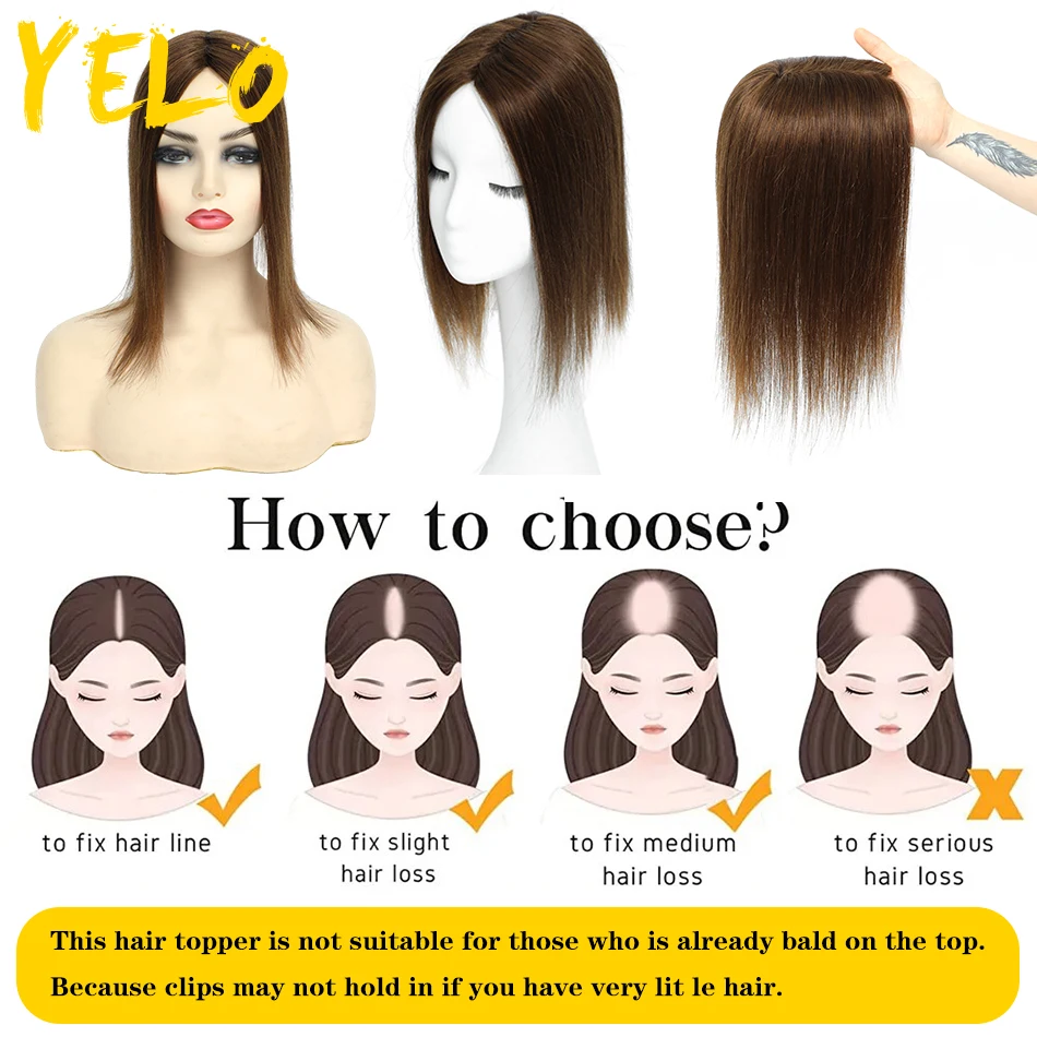 Human Hair Wigs Topper 10-18Inch