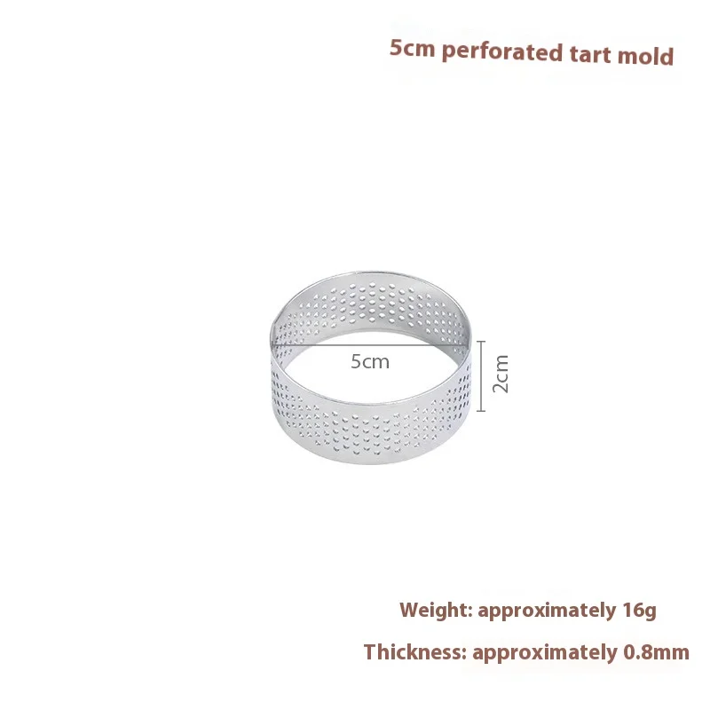 1/2/4PCS 5cm Stainless Steel Mousse Cake Mold Heat-Resistant Perforated Round Tart Ring Cookies Pastry Circle Cutter Mold Tools