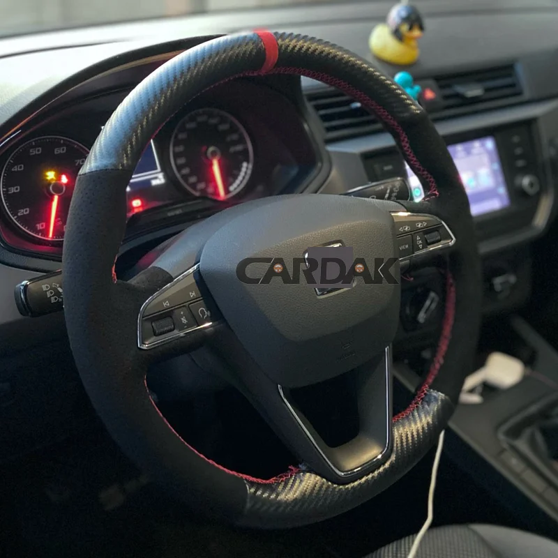 Couvre Volant,Housse De Poignée De Volant En Cuir Noir Cousu à La Main