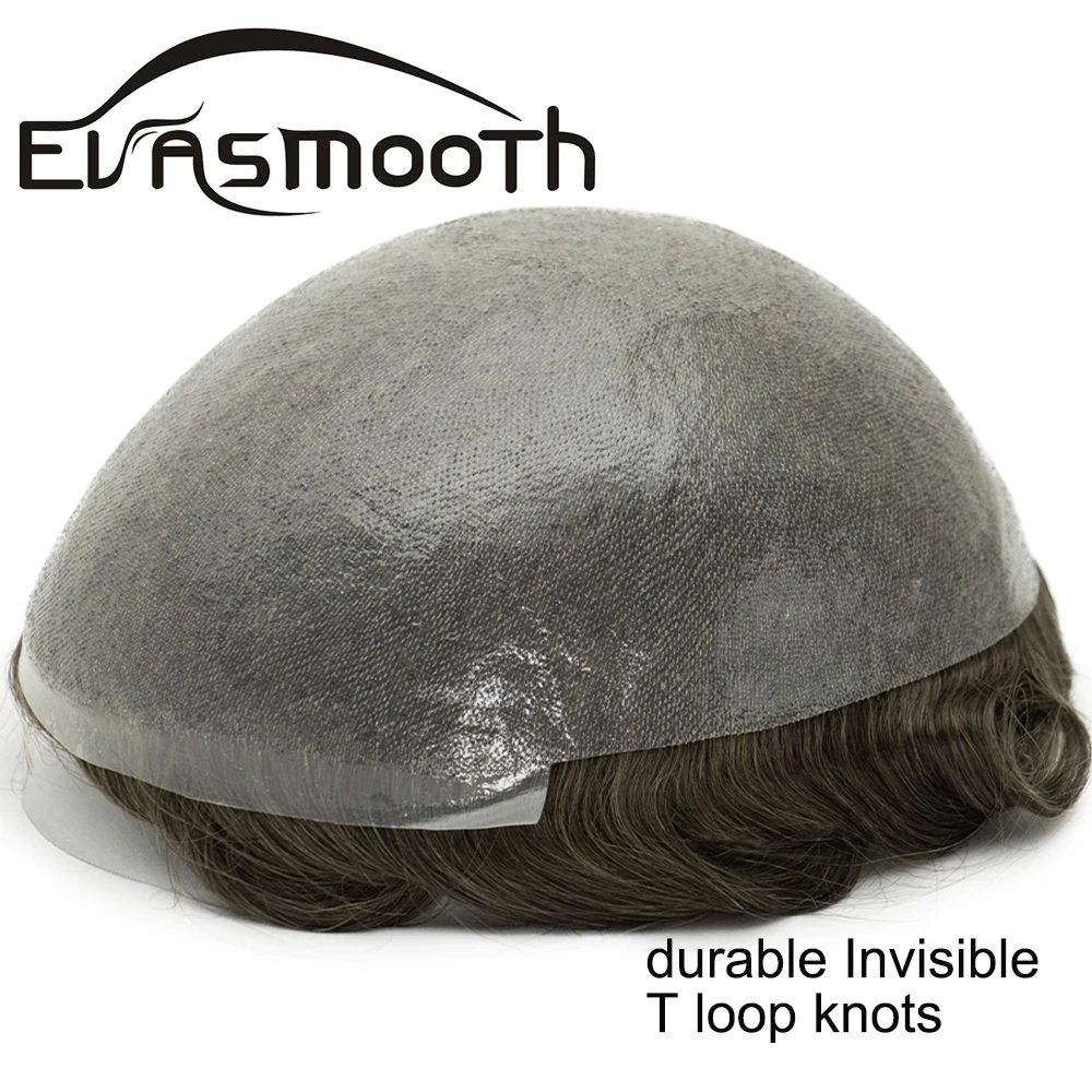 0.06mm Thin Skin Double Knot Human Hair Men's Capillary Prosthesis Invisible Edge Men Wig Replacement System Hair Toupee human hair toupee