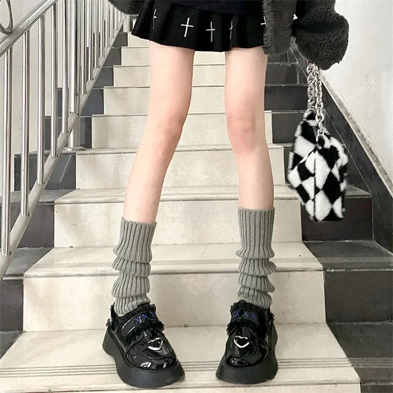 Description Picture 5 of itemNew in JK Lolita Leg Warmer Women's Autumn Winter Knitted Foot Cover Long Socks White Y2K Punk Gothic Crochet Socks Boot Cuffs