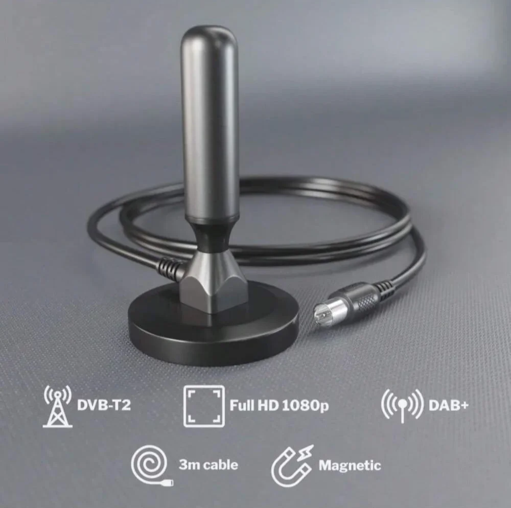 ‌ HD Dijital TV Anteni Manyetik Tabanlı İç Mekan/Dış Mekan - 360° °   Alım, 4K/1080P HDTV ve Ücretsiz Yerel Kanallı Destekler