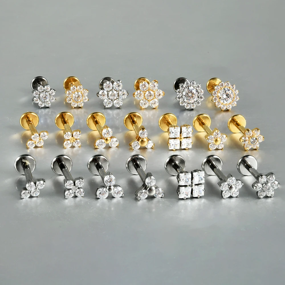 Dreamlee G23 Solid Titanium Rook Helix Stud Inner Screw Flat Back Tragus Cartilage Earring Lobe Labret Piercing Jewelry 16g - Image 2