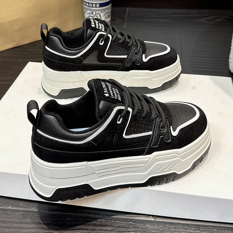 

Женские кроссовки на шнуровке, Разноцветные Повседневные Удобные кожаные кроссовки на толстой подошве, с круглым носком, на вулканизированной подошве, весна-осень 2023