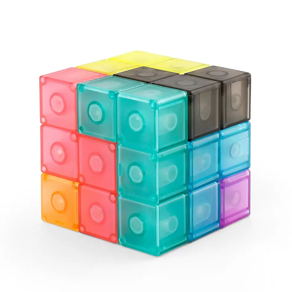 

3D Twist Building Block Children Decompression Toy Transparent Magnetic Stress Relief Toy Twist Building Blocks Puzzle Cube