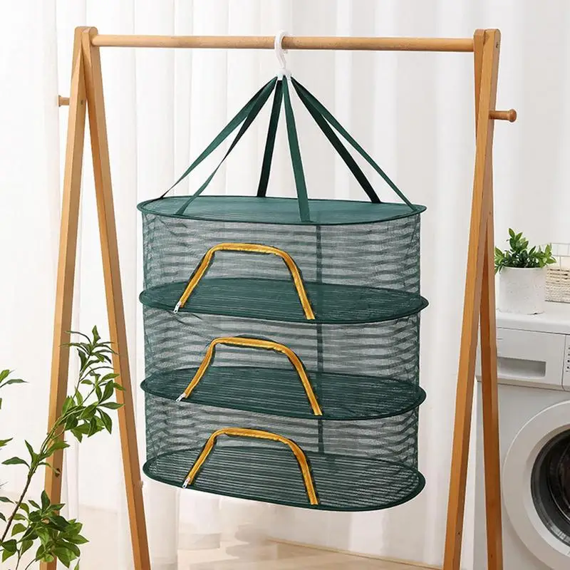 Drying Rack Net Foldable 3 Layers Dryer Rack With Zippers Portable Strong Nylon Rope Multi-function Food Mesh Dryer For Garden 2