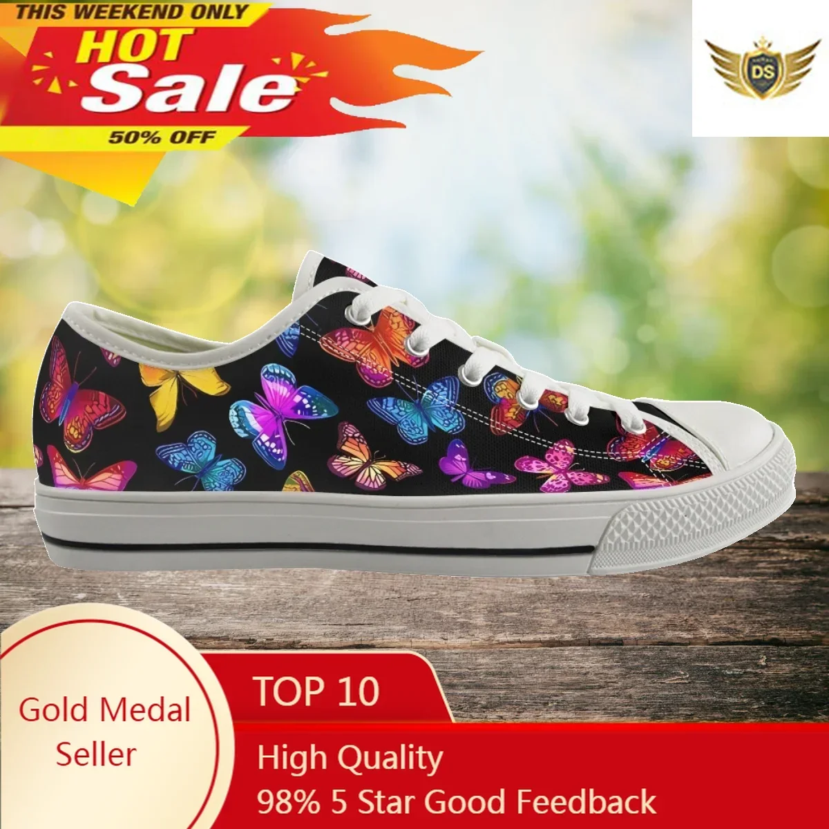 Black Shoes For Women Colorful Butterfly Wear-resistant Round Toe Vulcanized Canvas Shoe Custom Design Flat Zapatos Para Mujeres
