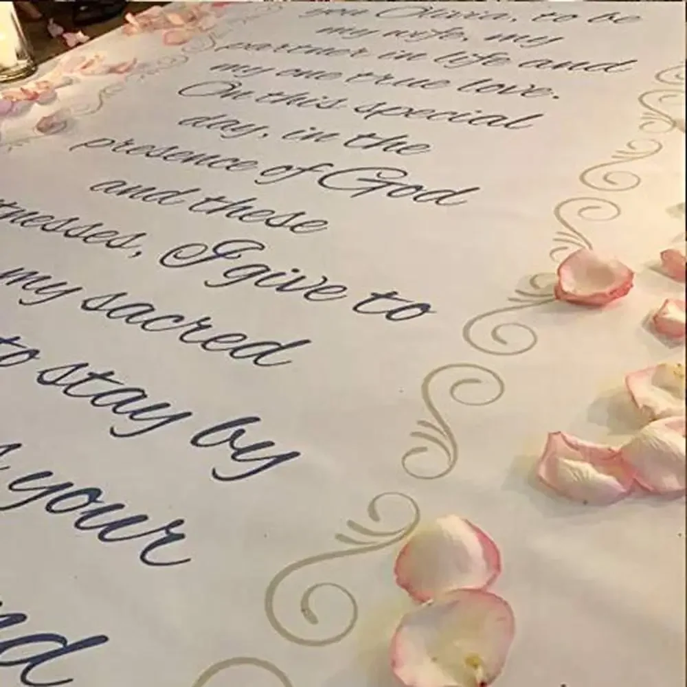 Wedding Aisle Runner 54" Wide by 60' Long Add Your Vows Bible Verse Lyrics