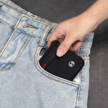 Luxury Rfid Credit Card Holder Anti Theft Slim Key Card Case with Carabiner Nylon Coin Purse Male Purse 5