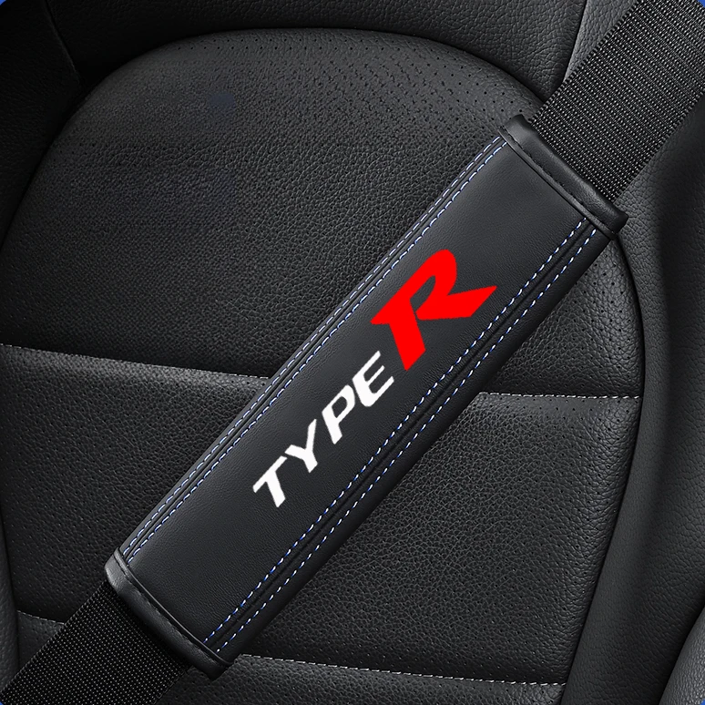 Car seat belt Nappa leather Shoulder Protector Safety Belt 2pcs For Honda Type R Type S Civic FK8 FK2 FN2 EP3 Auto Accessories