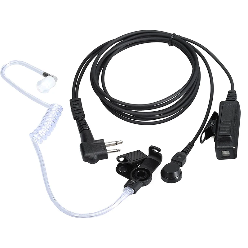 Walkie Talkies Earpieces with Mic, 2 Pin Acoustic Tube Headset, PPT, for Motorola CP200, GP2000, XU1100, PRO1150, MU12, 2 Pack