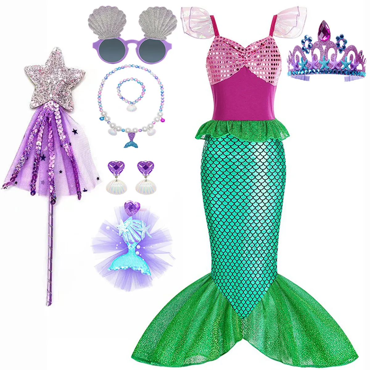 thumbnail image 2 of DISNEY LITTLE MERMAID Ariel Costume, Birthday Party Mermaid Dress £18 2 of 10