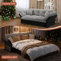 74.8' Queen Velvet Pull Out Sofa Bed, Luxury Futon Couch for Living Room, Office, RV (Grey) 6