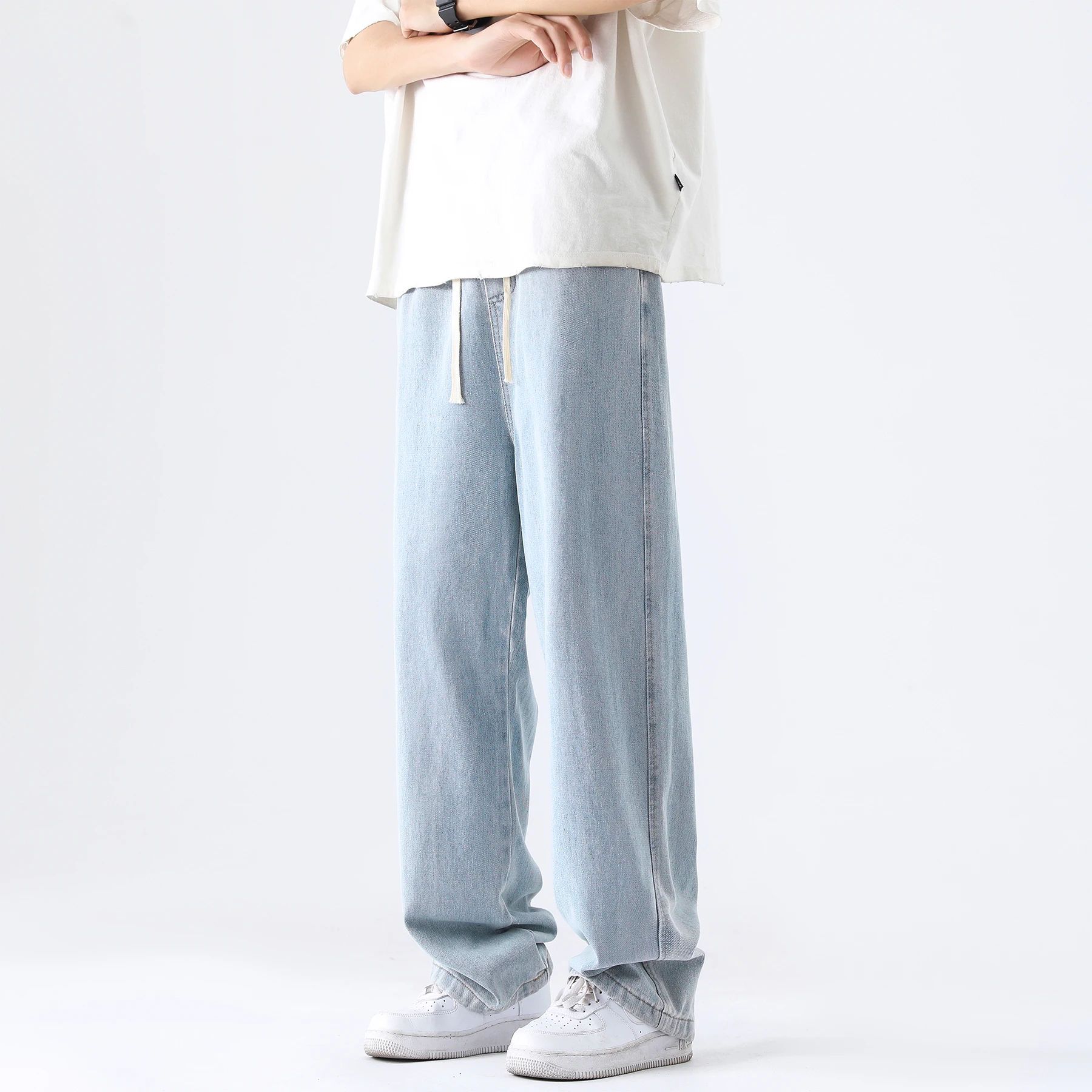 M-5XL Teenage Jeans Appear Slim and Loose Fitting Casual and Versatile Sportswear Pants Straight Leg Trendy Jeans 5