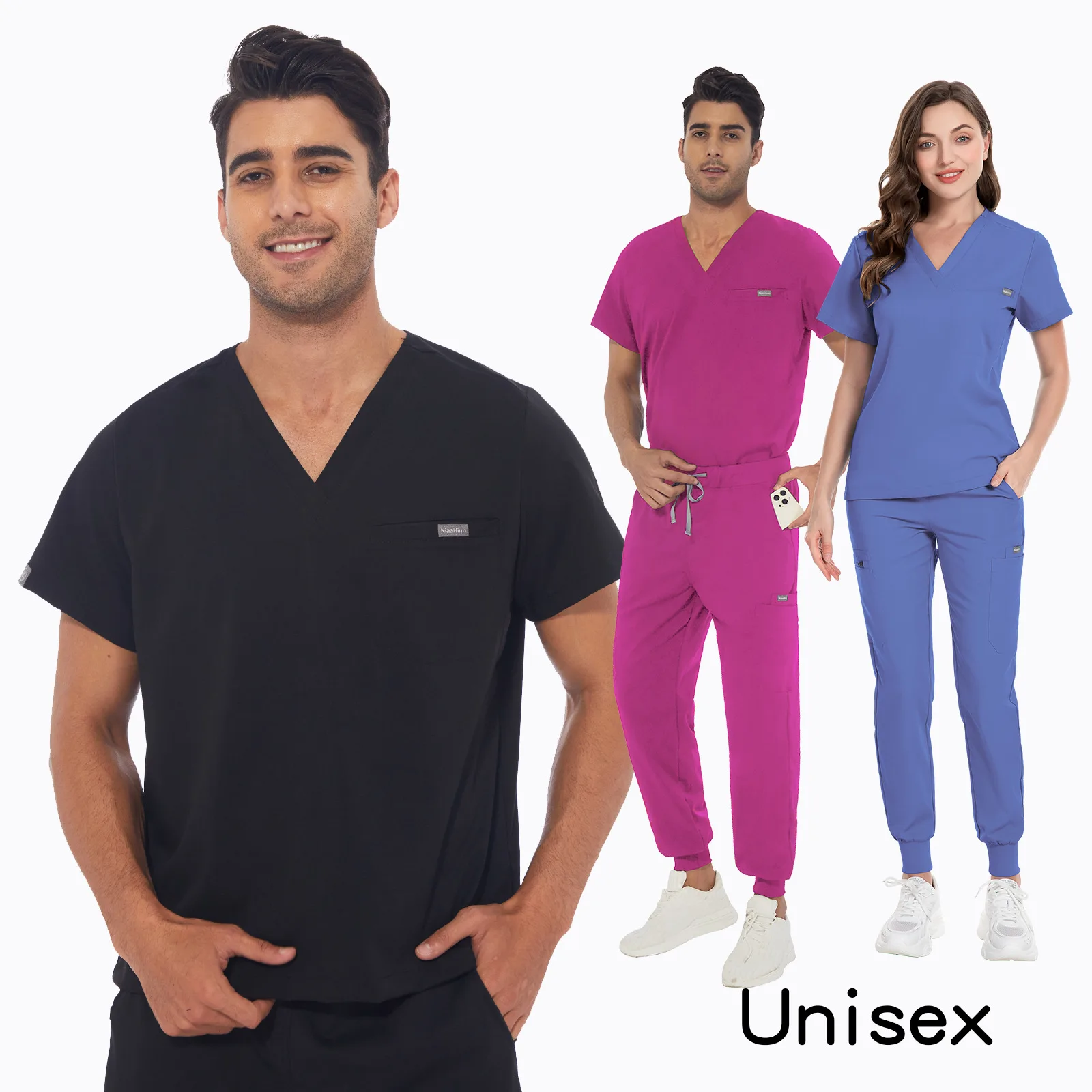 

Multicolors Medical Uniforms Men Scrubs Sets Unisex Nurses Accessories Hospital Surgical Clothes Dental Clinic Spa Work Clothes