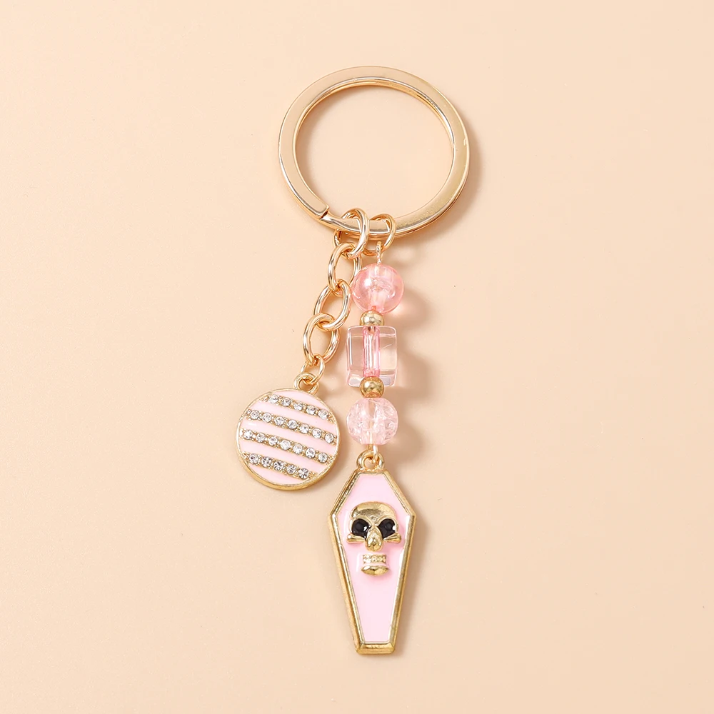 Aihua Gothic Totenkopf-Sarg-Schlüsselanhänger, Persönlicher Sarg-Schlüsselring-Anhänger für Handtaschen-Deko, DIY Handgemachter Schlüsselanhänger, Schmuckgeschenk – Detail 9