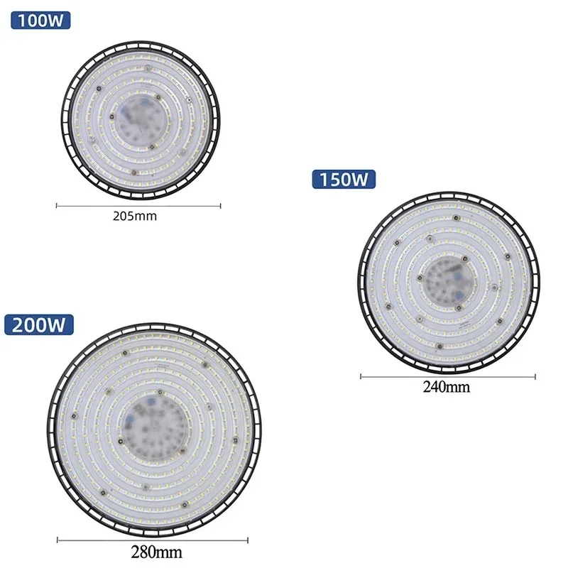 LED 100W 150W 200W UFO High Bay Lamp AC220V Aluminum Shell High Brightness IP65 Waterproof Light Workshop Lighting Chandelier