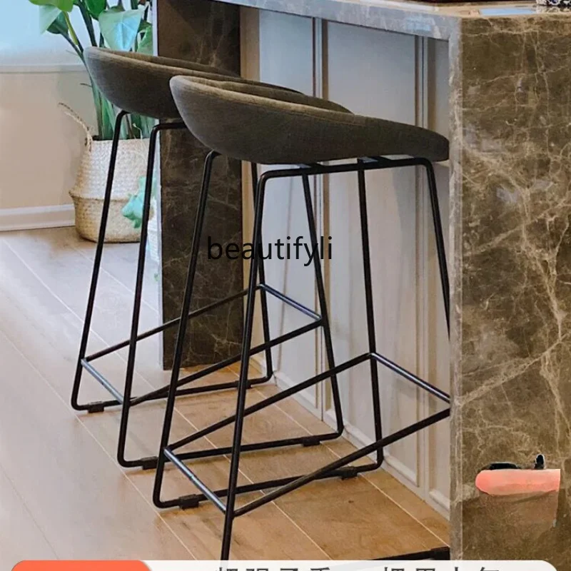 

Bar Stool Nordic Modern Minimalist High Chair Personality Wrought Iron Bar Stool Net Light Luxury High Stool