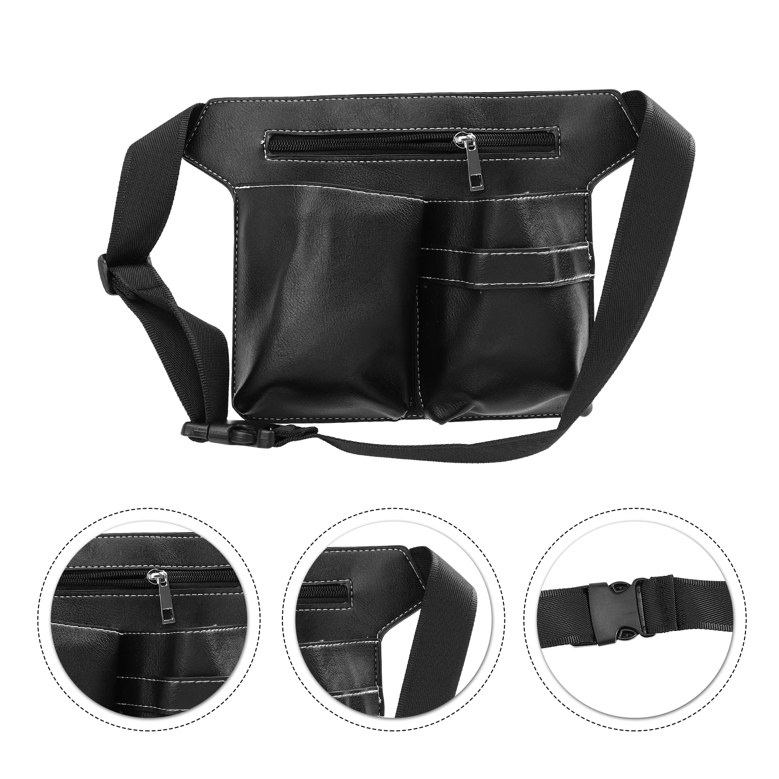 

Barber Scissor Holster with Belt Hairdressing Tool Bag PU Waist Belt Bags Shear Holder for Hairstyling Tools ( Black )