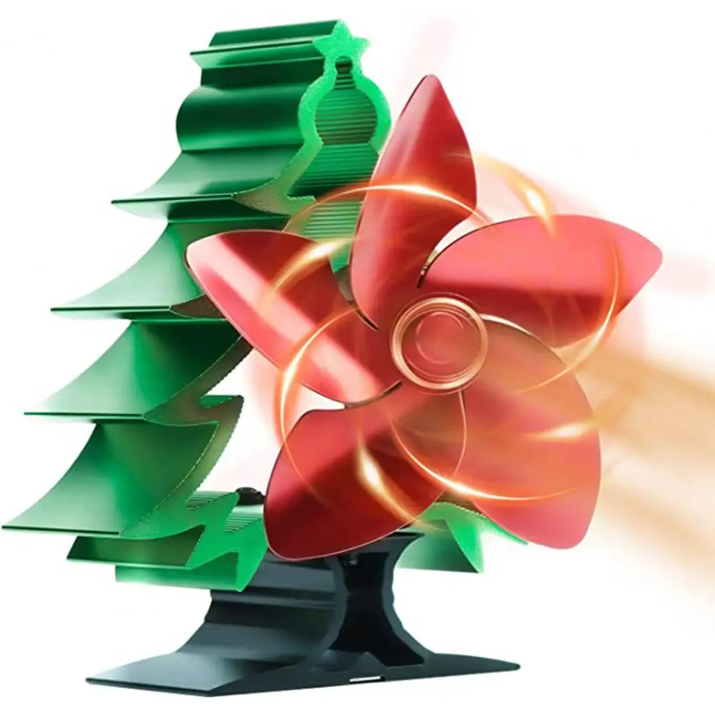 

5 Blades Christmas Tree Heat Powered Fan Fireplace Fan Xmas Circulating Warm Air Wood Burning Stove Fan Heat Powered Stove Fan
