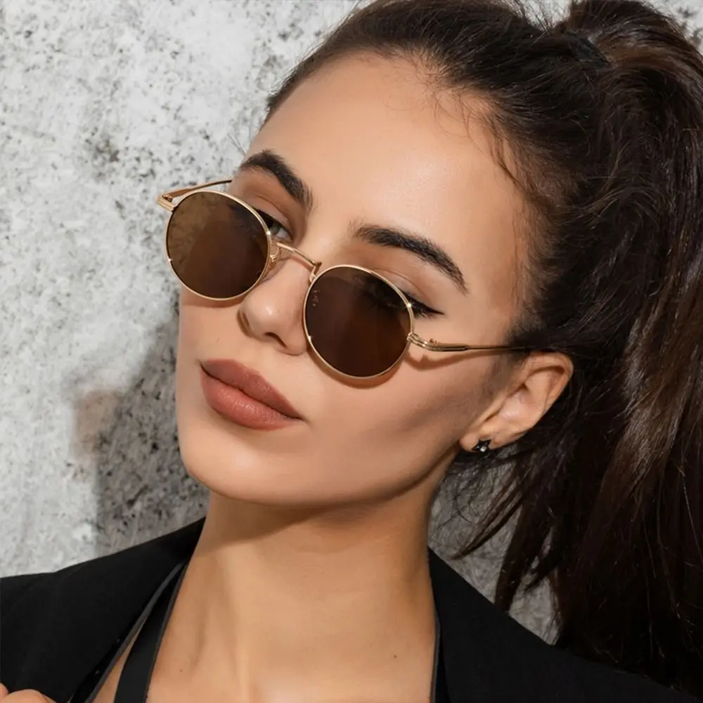 

Black Round Sunglasses for Women Eyewear Shades Metal Frame Beach