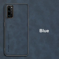 Luxury Matte PU Leather Phone Case - Premium Protection Coque for Honor View 30 (Blue)