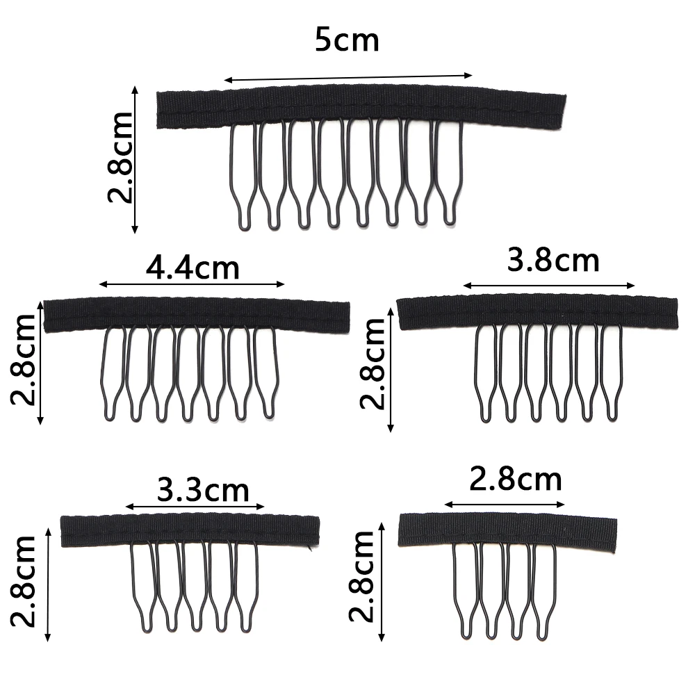 10 Pezzi Clip per Parrucche con 4/5/6/7/8 Denti, Clip Nere per Extension di Capelli, Clip a Scatto per Parrucche, Accessori per Parrucche e Extension - immagine 2
