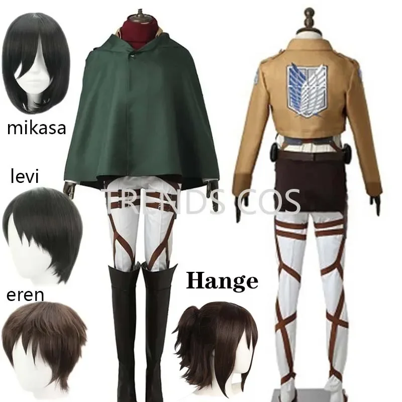 

Cosplay Anime Levi Ackerman Mikasa Ackerman Cosplay Costume Eren Jaeger Outfits Hange Zoe Cosplay Costume AOT Full Set