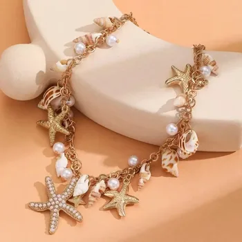 1 Pcs Natural Seashells Beach Jewelry Summer Bohemia Ocean Elements Bracelet Starfish Coral Shell Charm for Women Gifts 2