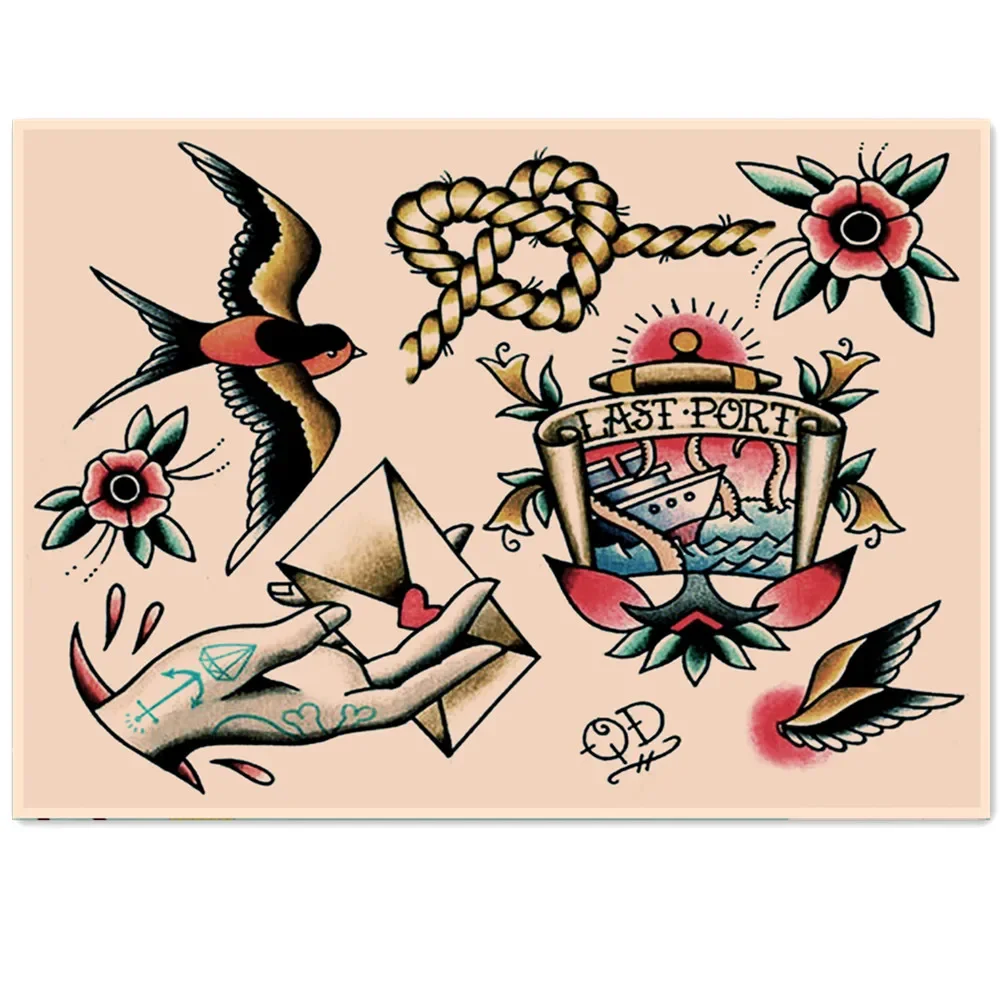 Last Port Creative Tattoo Designs Wall Art Movie Poster E Stampe Vintage Kraft Paper Painting Wall Stickers Home Decor Murale
