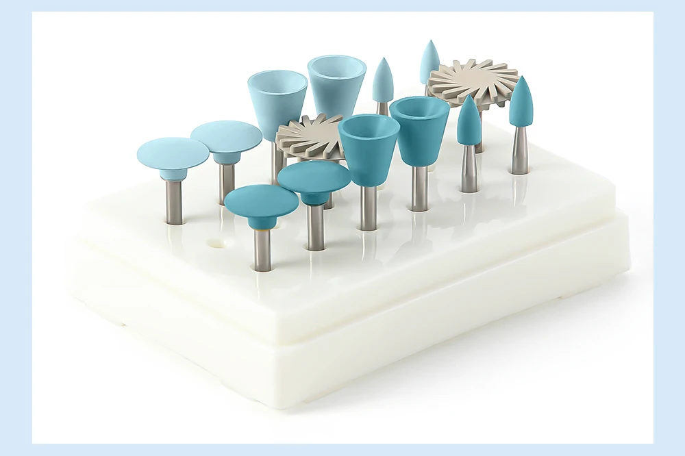 AZDENT 14 Teile/satz Dental Composite Polieren Kit RA 2,35mm Silikon Gummi Polierer für Porzellan Natürliche Zähne Nagel Polieren – Detail 8
