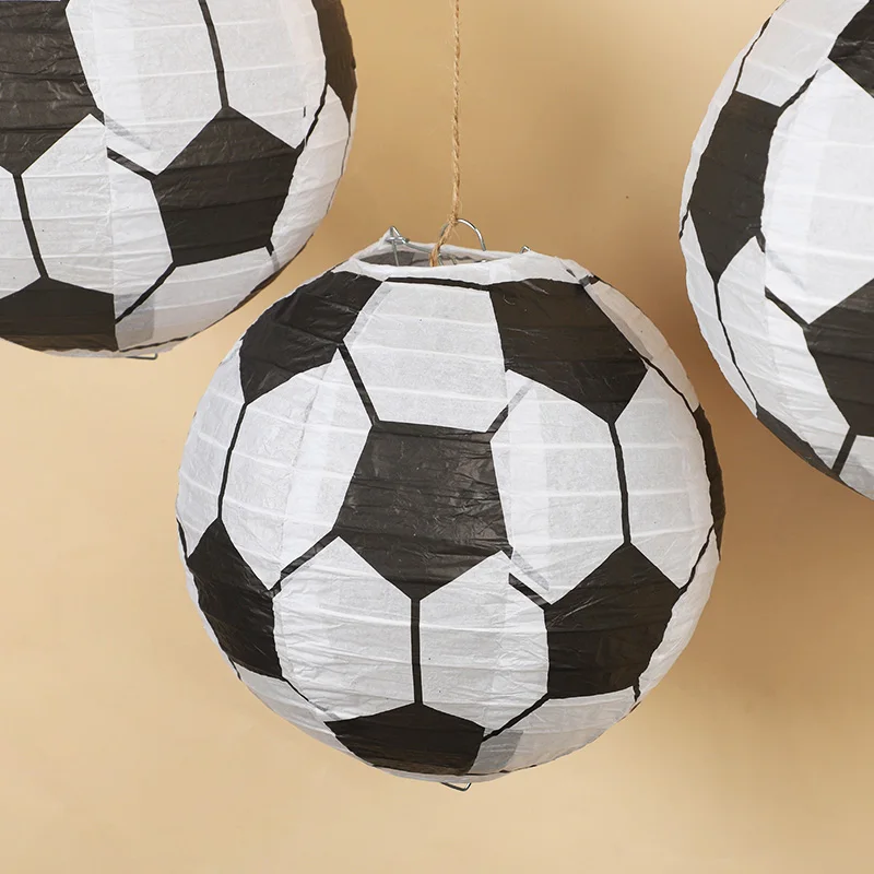 5/12 Stück Fußball-Papierlaternen für Kinder, Jungen und Mädchen, Sport, Fußball, Geburtstagsparty, Gastgeschenke, Heimdekoration, hängende Papierbasteleien – Detail 11