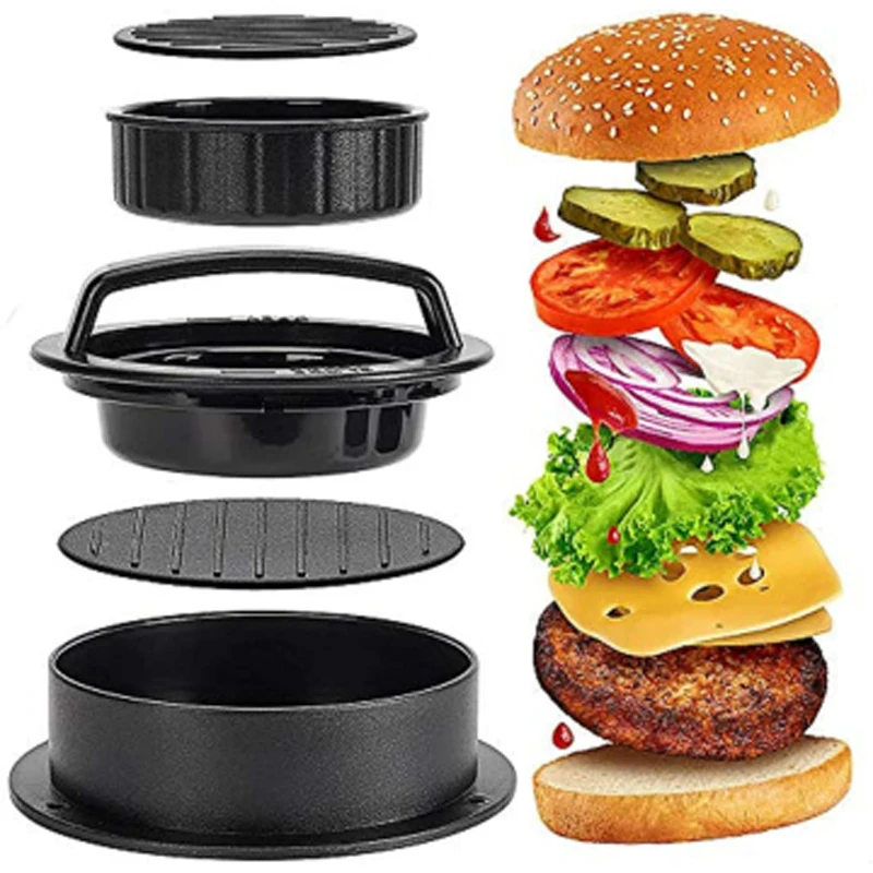 Hamburger Press Patty Maker Round Burger Meat Beef Veggie Patty Pressing Mold DIY Manual Meat Kitchen Tools for BBQ Barbecue