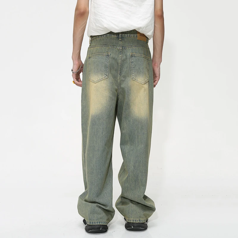 IEFB Vintage Gradient Baggy Jean Trousers Trend Men's Fashion Distressed Y2k Style Personality Wide Leg Casual Denim Pant 9C1149 6