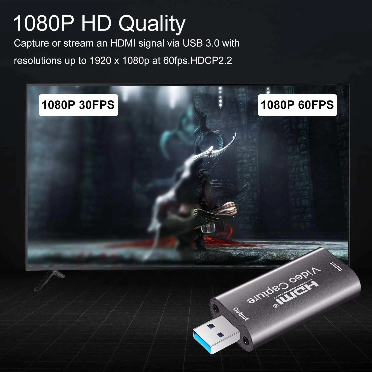 오디오 비디오 캡처 카드 60fps, 4K HDMI 호환 USB 3.0 2.0 게임 스트리밍 라이브 방송을 위한 안정적인 비디오 변환기