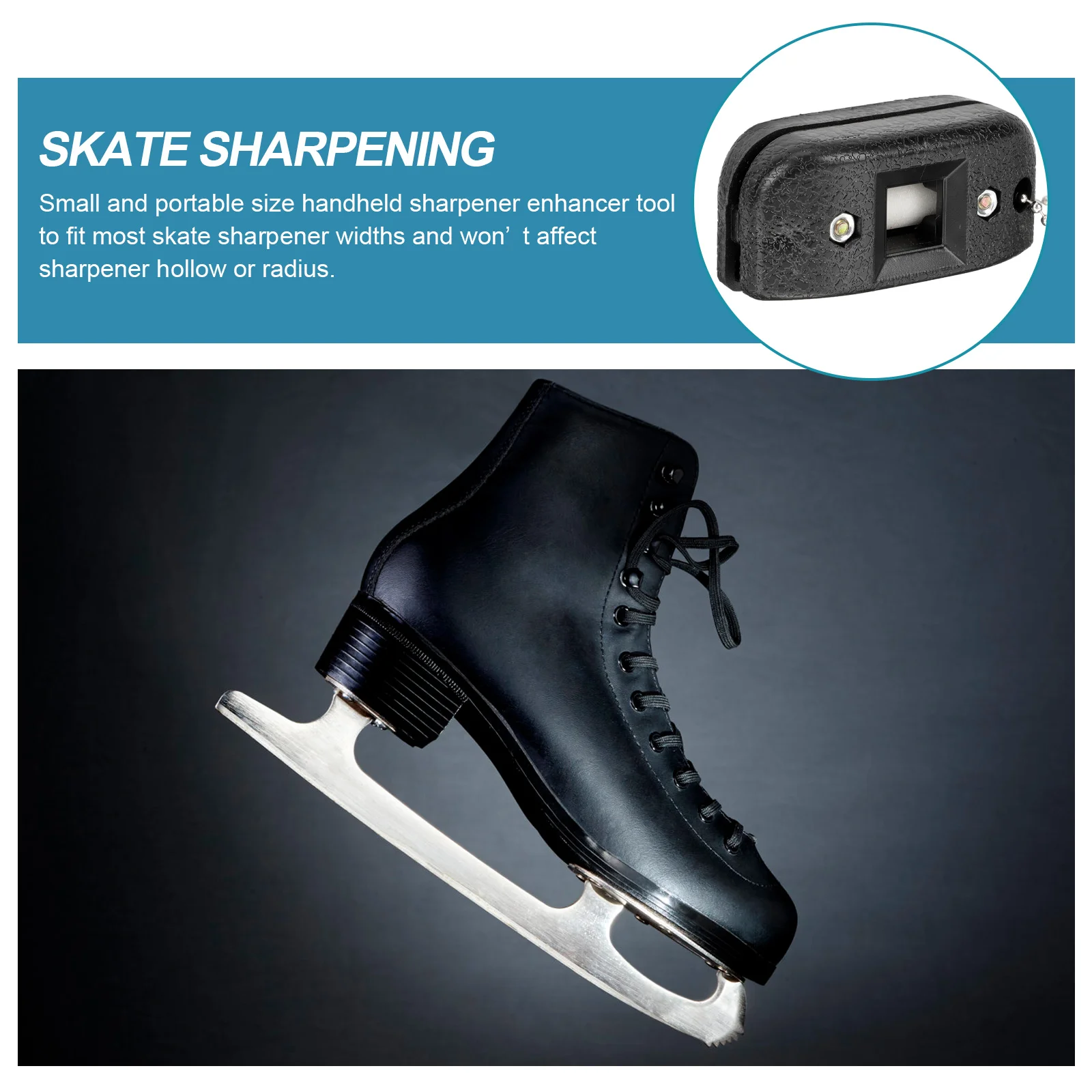 Adjustable Ice Skate Sharpener Portable Grindstone Figure Skating Blades Hockey Skate Tool Sharpening Supplies Black Shoe