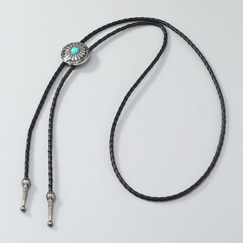 Cowboy-Krawatte, türkisfarbene Bolo-Krawatte, Western-Vintage-Bolo-Krawatte, Indianer-Bolo-Krawatte für Herren, Cowboy-Krawatte, Western-Bolo