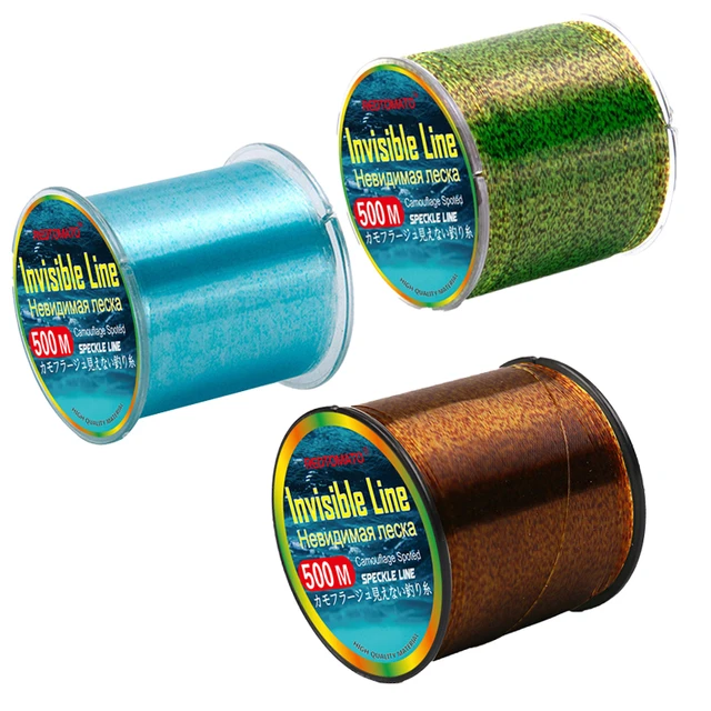 500m Spotted Fishing Line Gold/Green/Blue 3D Bionic Invisible Monofilament  Nylon Speckle Fluorocarbon Coated Line
