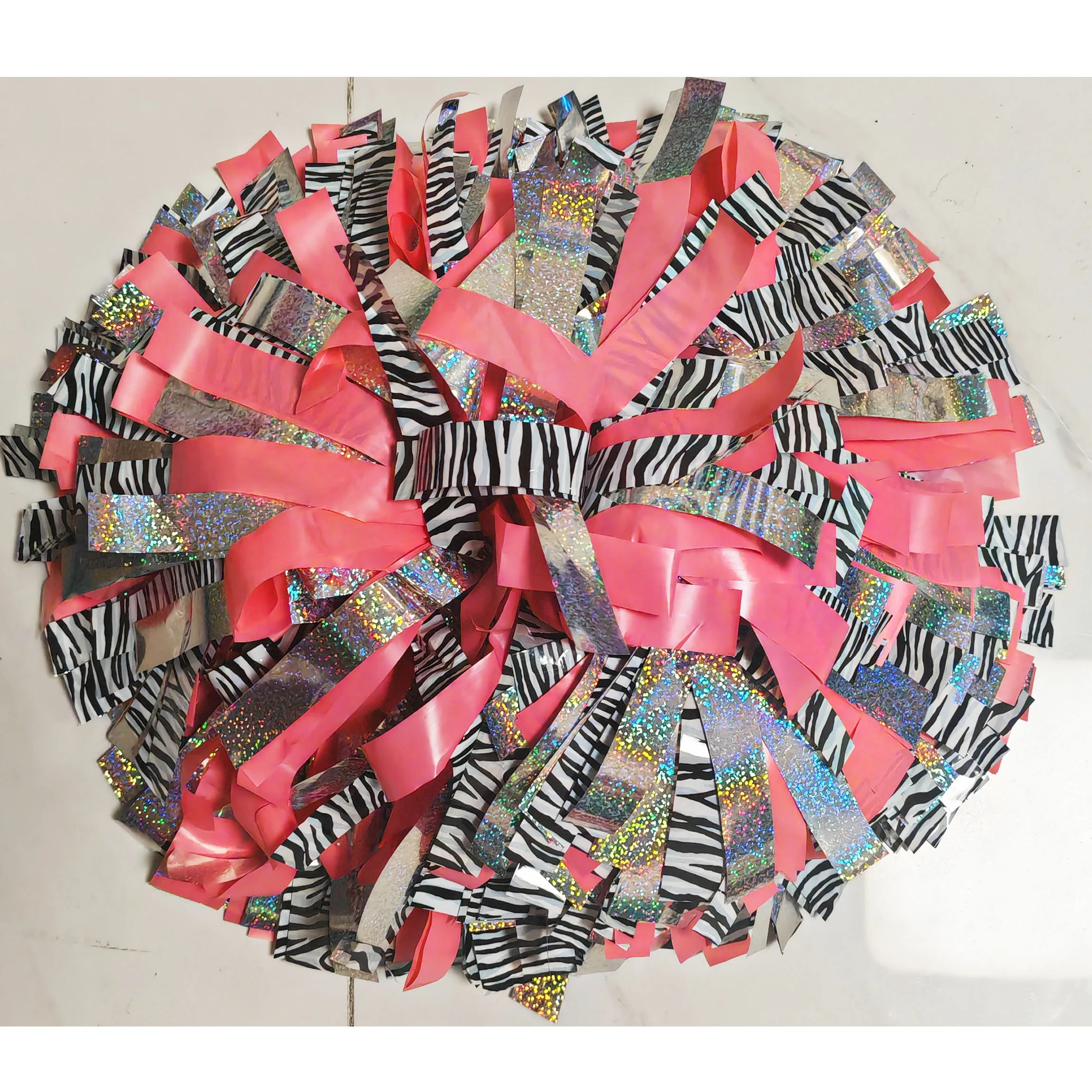 1Piece Cheerleader Cheerleader Pom, Poms,Zebra, Holographic Silver, Pink, 4 ",6",8 ", Pick Color, 1Piece