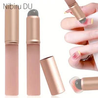 Silicone Nail Brush Flat Applicator Sticks Reusable Lip Brush With Cover For Dust Prevention Silicone Nail Powder Applying Tool 1