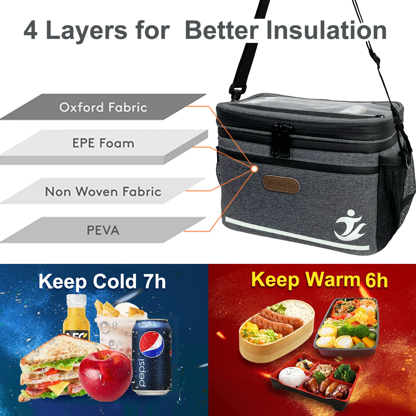 Cycling Bag Outdoor Sport Bag Insulated Lunch Box Handbag Leakproof Thermal Cooler Tote Bike Handlebar Bag for Men and Women 6L