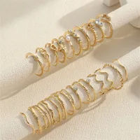 Fashion Simple Wave Joint Rings Set For Women Crystal Heart Shape Gold Silver Color Ring Female Party Jewelry - Image 5
