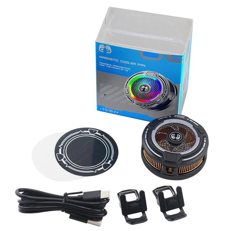 FS18 Pro 9V 고출력 반도체 휴대폰 쿨러 AI 온도 제어 마그네틱 & 클립형 RGB 조명 효과 (게이밍용)