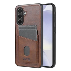 Leather Card Holder Phone Case with Bumper Protection - Galaxy M14 4G (Coffee)