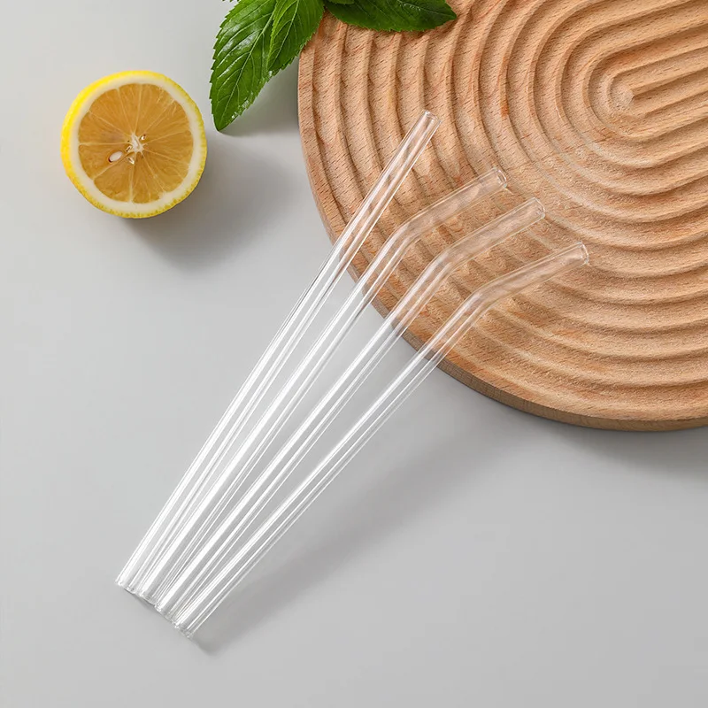 Eco-Friendly Reusable High Borosilicate Glass Drinking Straws with Cleaning Brushes