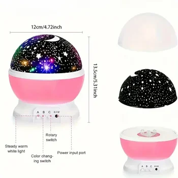 USB powered starry night light projector with moon and stars -360 ° rotatable, 9 color modes 5