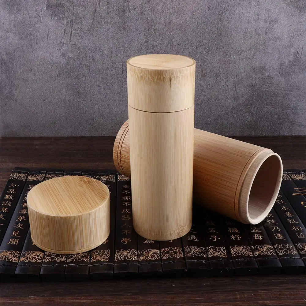 Eco-friendly Portable Bamboo Handmade Holder Lid Container Tea Canister Storage Box Organizer mini storage boxes