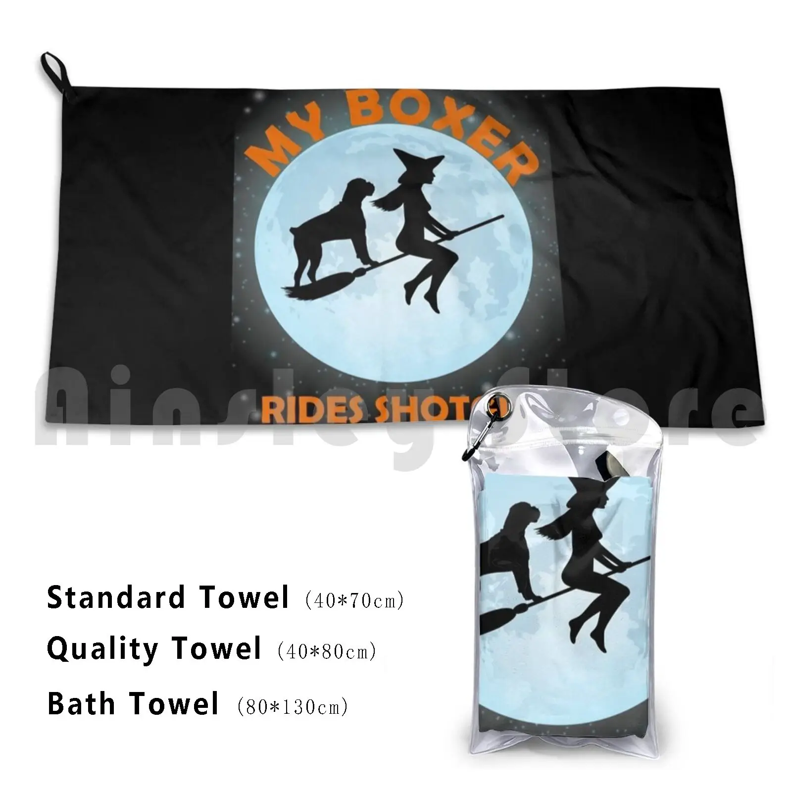 My Boxer Rides Shotgun Halloween Witch Custom Towel Bath Towel Costume